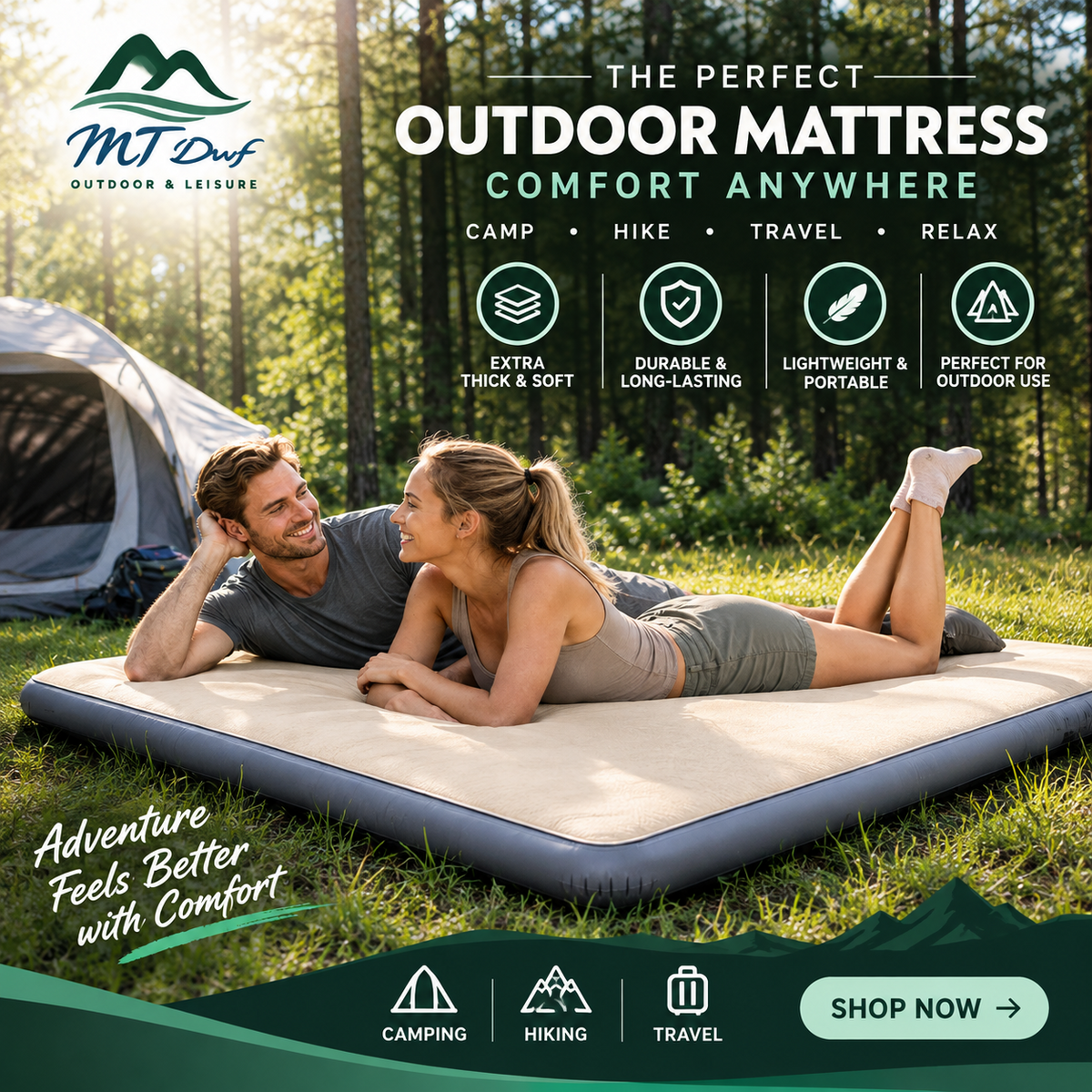 DWF Inflatable Mattress with Hand Pump 190 × 130 × 10 cm