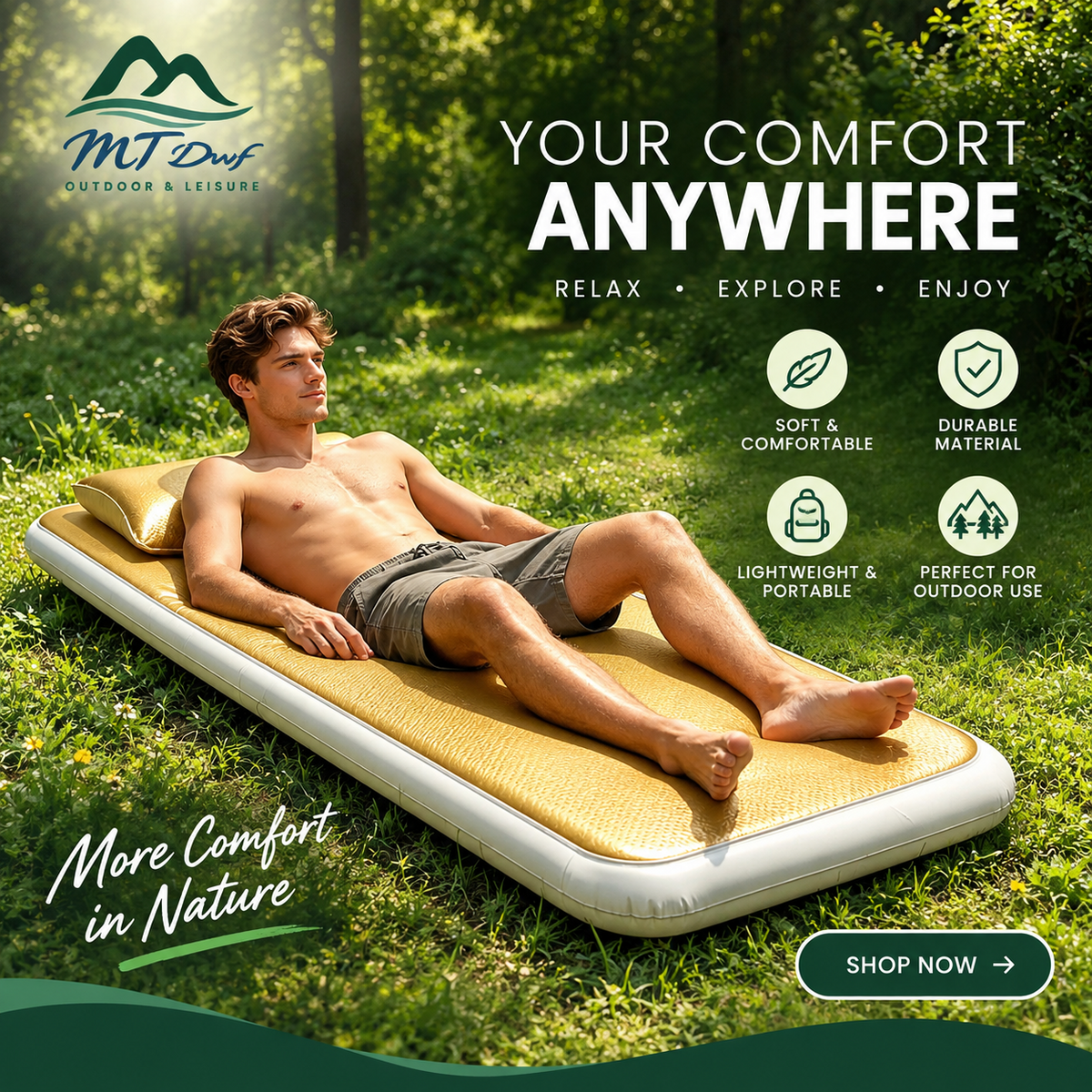 DWF Inflatable Mattress with Hand Pump 190 × 65 × 10 cm